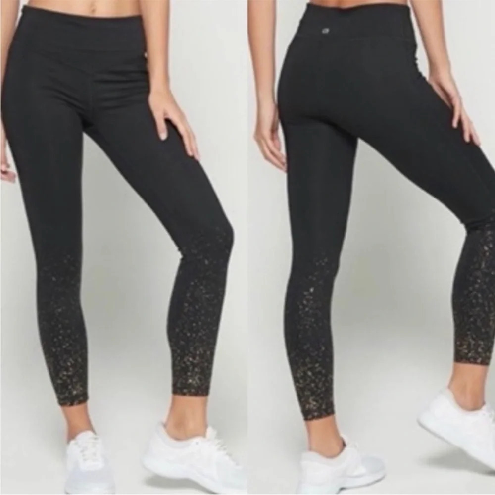 Gap • Black with Gold Splatter Speckle Pattern Leggings